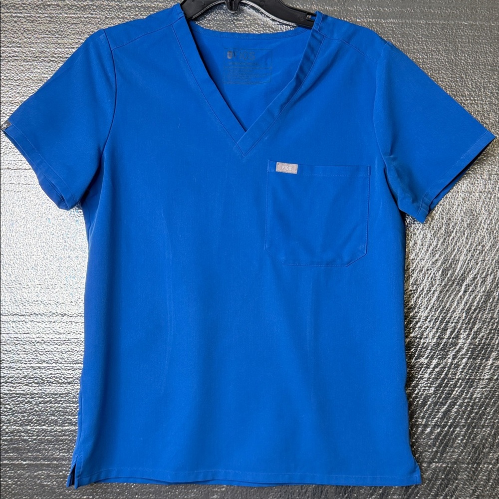 Figs V-Neck Blue Short Sleeve